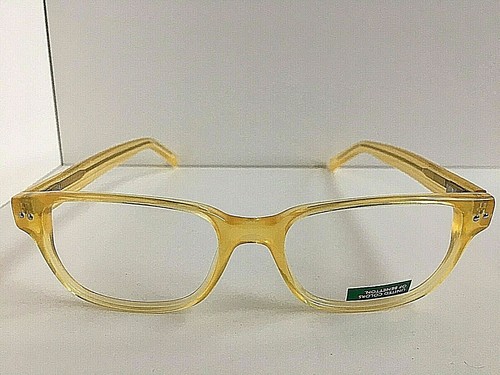 New UNITED COLORS OF BENETTON BE 124-02 Y06 Yellow Clear 49mm Eyeglasses Frame - Imagen 2 de 9