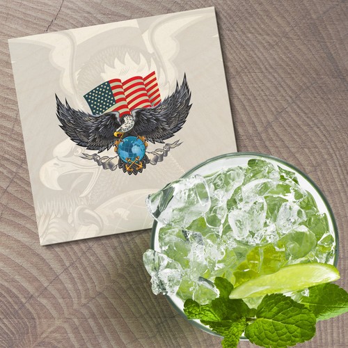 American Eagle mit USA Flagge 4" x 4" Quadrat Holzuntersetzer - Bild 2 von 3