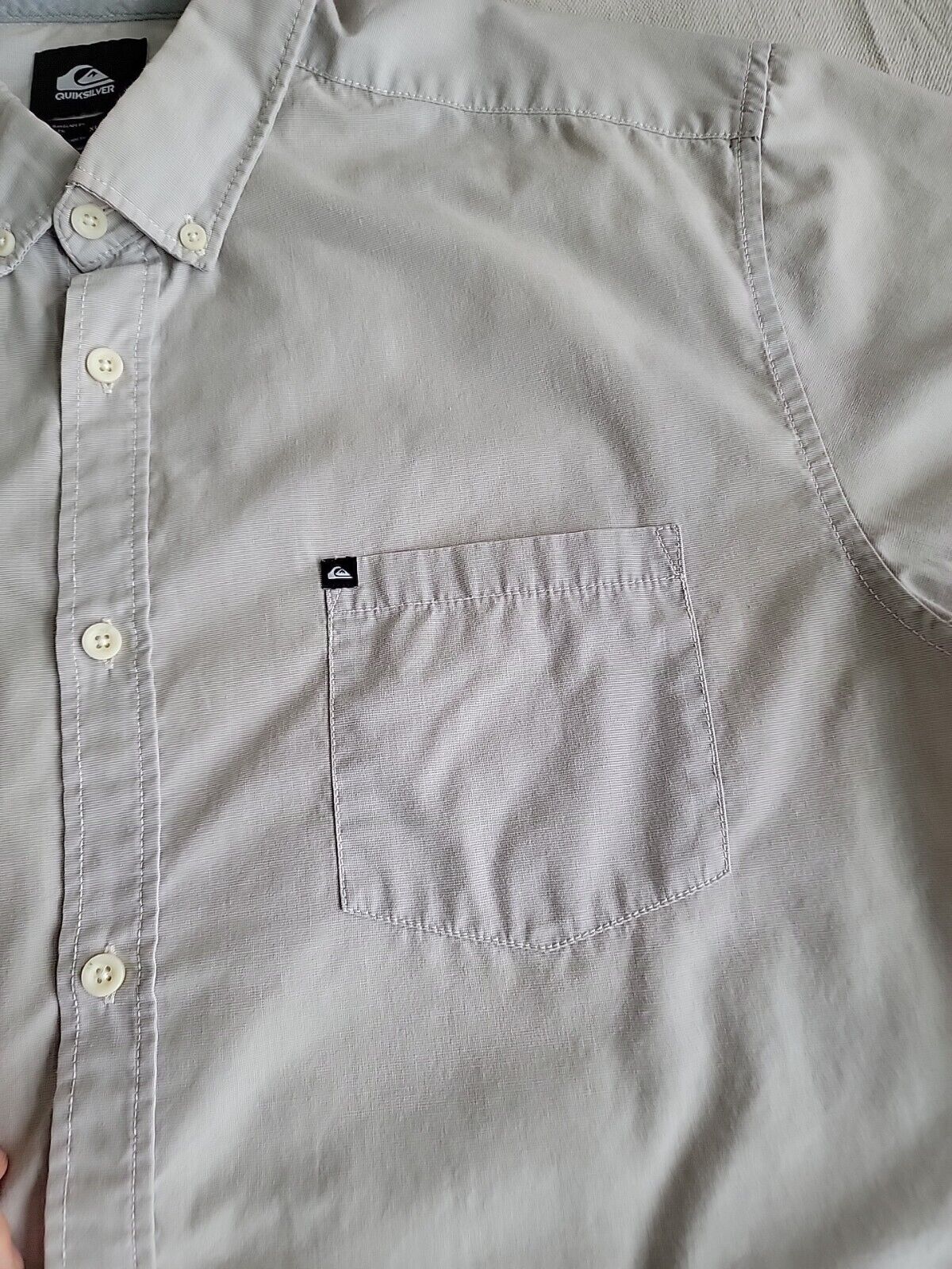 Quicksilver Mens XL Shirt Button Up Gray Pockets … - image 4
