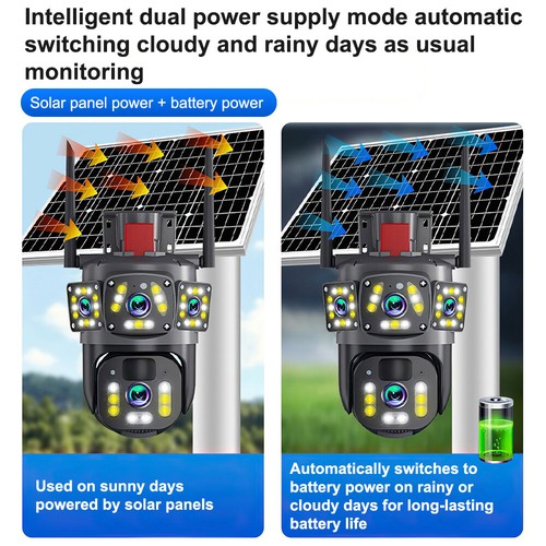 Wireless Security Camera Dual Lens Solar Battery Outdoor CCTV Alarm Night PIR - Picture 5 of 12