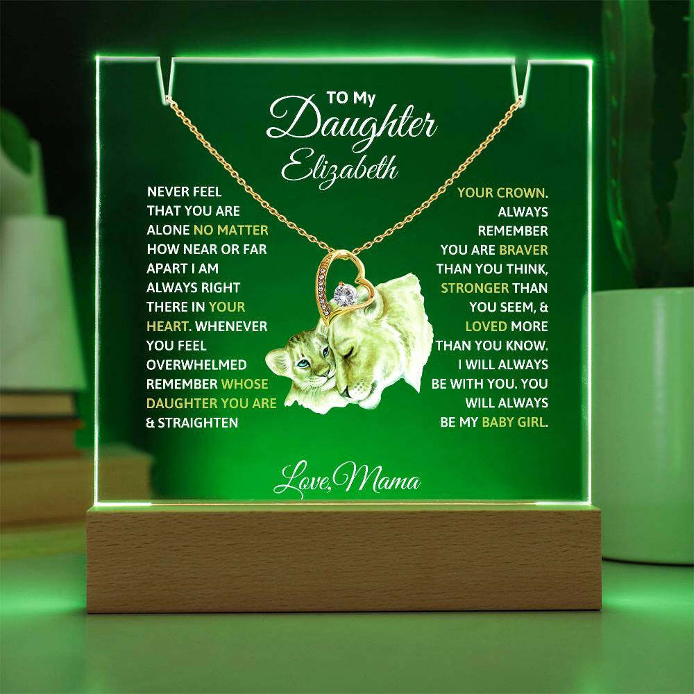 Daughter from Mom LED Acrylic Heart Necklace Plaque Gift Set | eBay