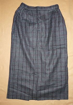 Jupe Droite Classique Grise à Carreaux Jean Bailly - Taille 38 (40) - Neuve Sans Étiquettes - Vintage