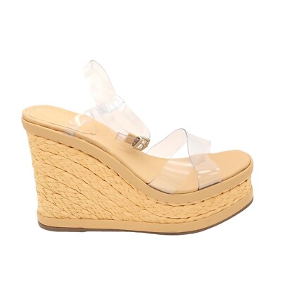 NEW Schutz Wedge Sandals Womens Elevated Clear Casual