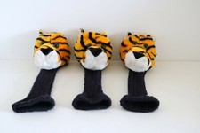 TIGER ANIMAL HEAD GOLF CLUB HEADCOVER COVER WOOD DRIVER Plush Set of 3 