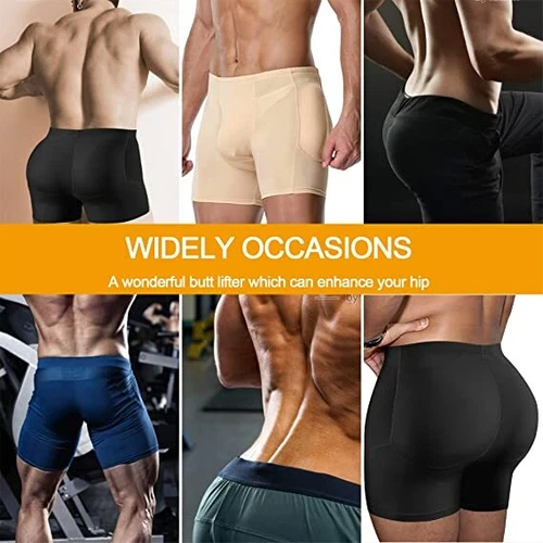 Herren gepolstert Body Shaper Höschen Po-Lifter Booty Hüftverstärker Bodyshort Unterwäsche - Bild 11 von 37