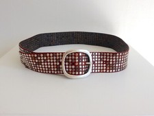 NURAGE Ledergürtel geprägt mit vielen Nieten rotbraun Silber-Wechsel-Schnalle 85