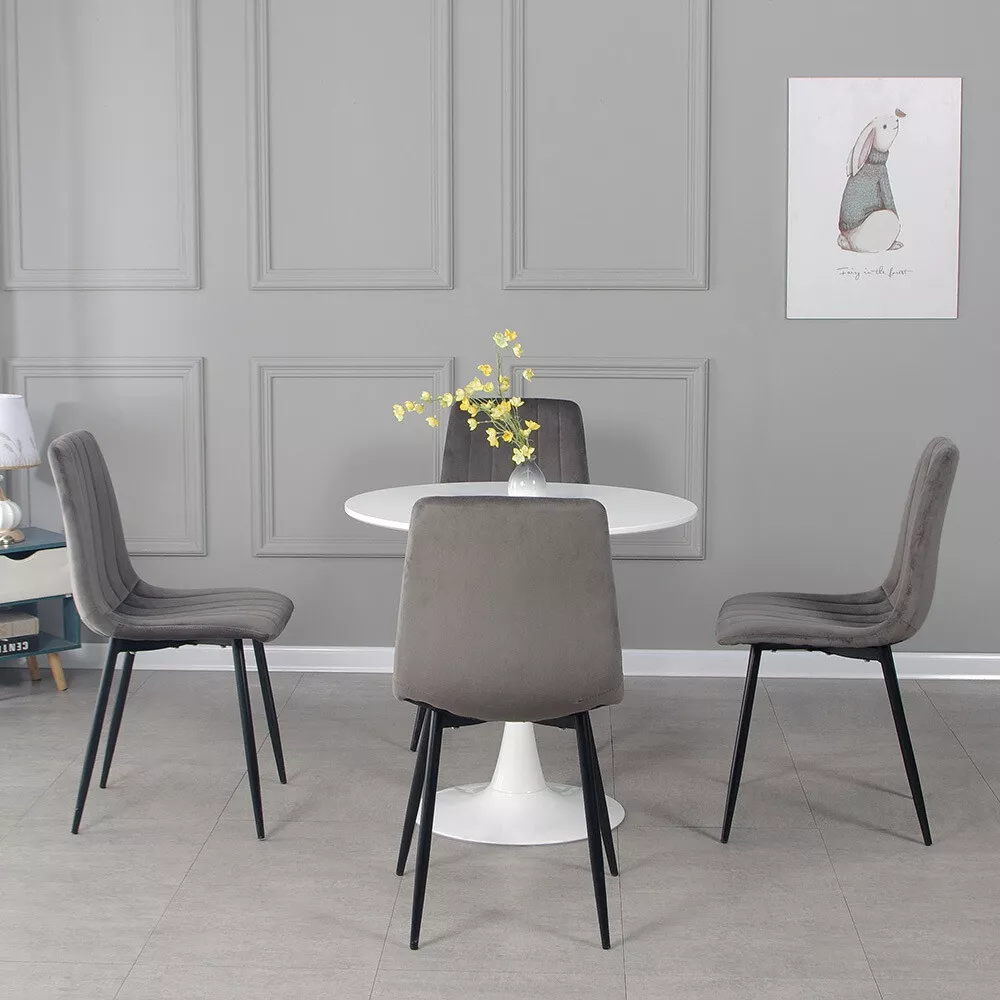 Round Dining Table and 2 4 Grey Chairs 2 Styles Optional Lounge