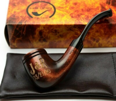 Smoking tobacco wooden handmade sherlock holmes engraving custom date name pipe