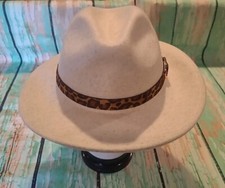 Fedora Panama Cowboy Hat With Leopard Band Altar'd State Wide Brim Wool Felt