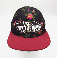 VANS Off the Wall Logo Floral Baseball Hat Cap Mesh Trucker Snapback Black Red