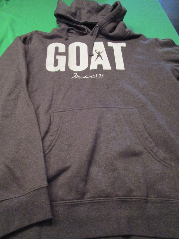 NEW FANATICS "GOAT" MUHAMMAD ALI BOXING  HOODIE HOODED SWEATSHIRT MENS GRAY LG - Image 2 of 2