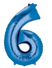 Anagram Supershape 34 inches Blue Numeral 6 Decorative Balloon New Free Shipping