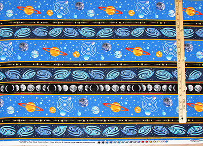 Starlight Solar System Outer Space Planets Stripe Fabric by the 1/2 Yard #1035M