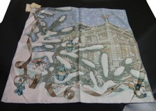 Authentique foulard HERMES Noel au 24 Faubourg CARRE45 Silk #4415