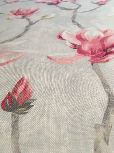 2.1 meters x JANE CHURCHILL "Yasmin" linen fabric painterly magnolias Pink - Picture 5 of 8