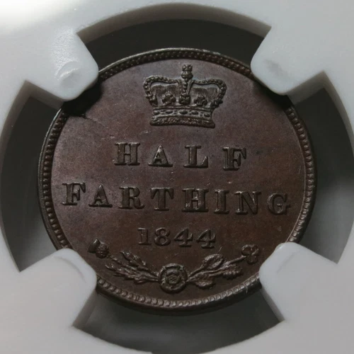 GREAT BRITAIN England 1/2 Half farthing 1844 NGC MS 62 BN UNC Queen Victoria #2
