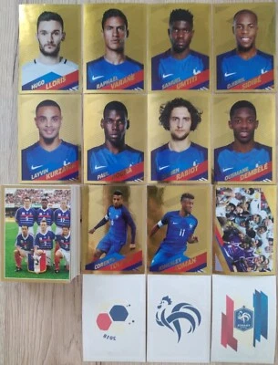 RARE PANINI FOOT FIERS BLEUS 2018 FRANCE 1 NEW SET COMPLETE + 11 GOLD + 3 TATOOS - Photo 1/2