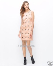 NWT Ann Taylor Bejeweled Jeweled Shift Dress 4P Petite Blush Gem Defect