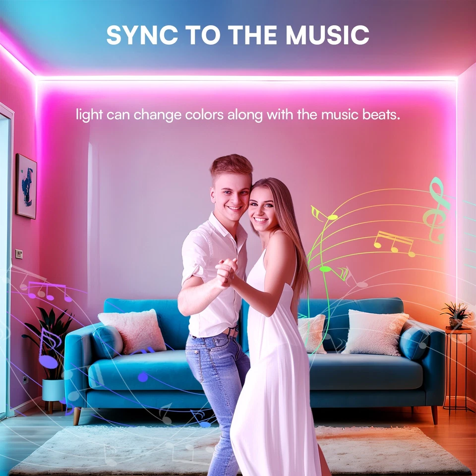 LED 灯条,智能灯带应用程序遥控器,RGB LED 灯用于房间 — 第 2/4 张图片