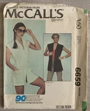 6659 McCall's 90 Minutes Fashion Pattern Miss Wrap Cover Up Sz M Vtg 1970s