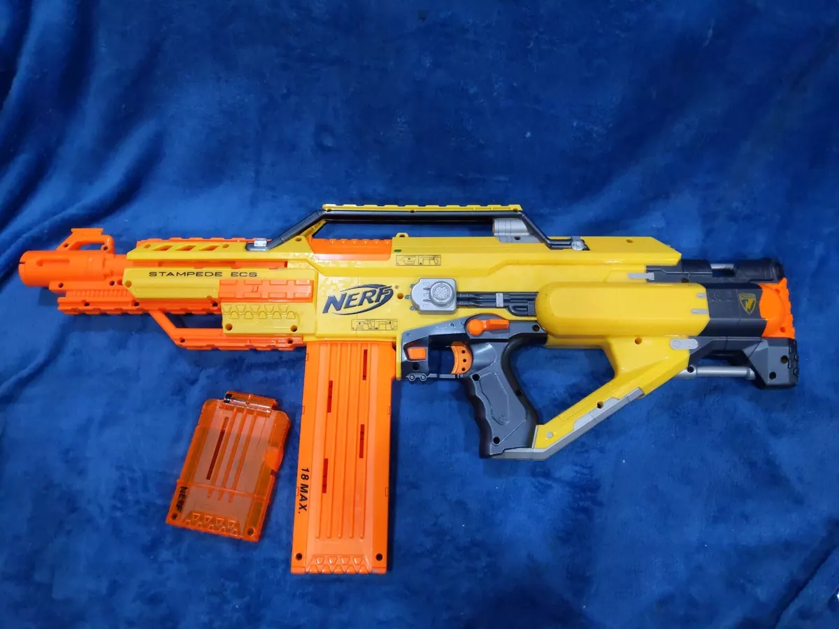 HOT* Nerf Gun N-Strike Elite Stampede ECS Fully-Automatic Blaster F Extra  Clip