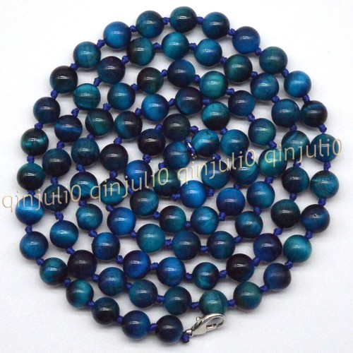 Natural Multi-Color Tigers Eye Gemstone 6/8/10/12mm Round Beads Necklace 20-36'' - Picture 22 of 34