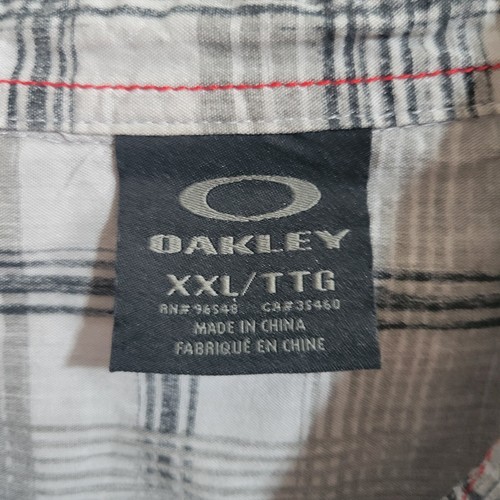 Oakley Hemd Herren beige & grau kariert Button Down Kurzarmhemd XXL - Bild 2 von 7