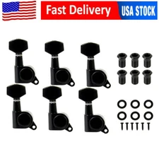 Black 6R Inline Guitar String Tuning Peg Tuner Machine Head for Strat TL