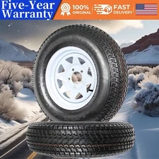 ✅2X Trailer Tires Wheel 14" Rims ST205/75D14 205/75 Load Range C 5 Lug on 4.5"