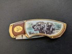 Franklin Mint Hunting Knife Lockable Folding Black Lab Retriever Dogs Soft Case — photo 3