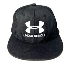 Under Armour Authentic Youth Size L Black/ White Snapback Baseball Cap Hat - EUC