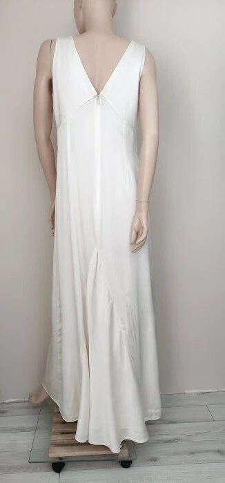 Nuevo sin etiquetas Vestido largo de seda sin mangas Tahari Arthur S. Levin, talla 10US, color blanco Foto 4 de 4