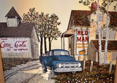 アメリカンヴィンテージ絵画 H.HARGROVE キャンパス地