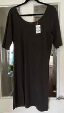 BNWT NEXT DARK GREY SCOOP NECK LIGHTLY RIBBED COTTON MIX DRESS - SIZE XL (18)!!