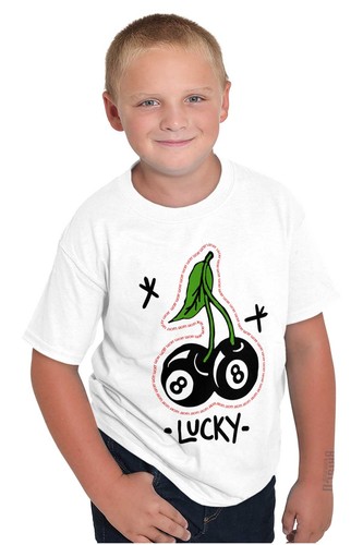 Cool Urban Streetwear Lucky 8 Ball Cherries Youth Crewneck T Shirts Boy or Girl - Picture 4 of 7