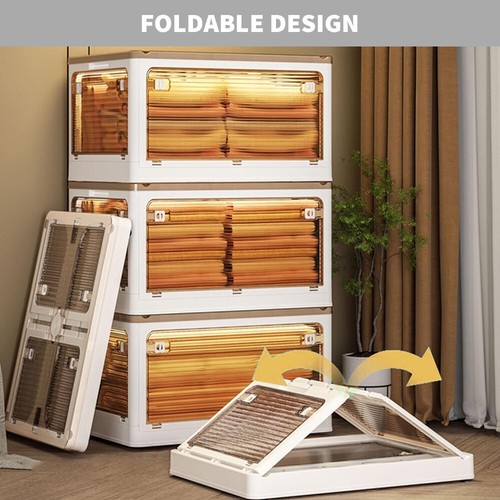 Folding Storage Box Plastic Collapsible Stackable Container Home Office Camping - Picture 5 of 16