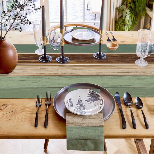 Gradient Stripe Printed Linen Tablecloth Table Runner Decoration Home Textile` ➳ - Picture 6 of 16