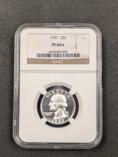 1957 PF 69 STAR Washington Silver Quarter 25c - NGC - Rare - Top Pop