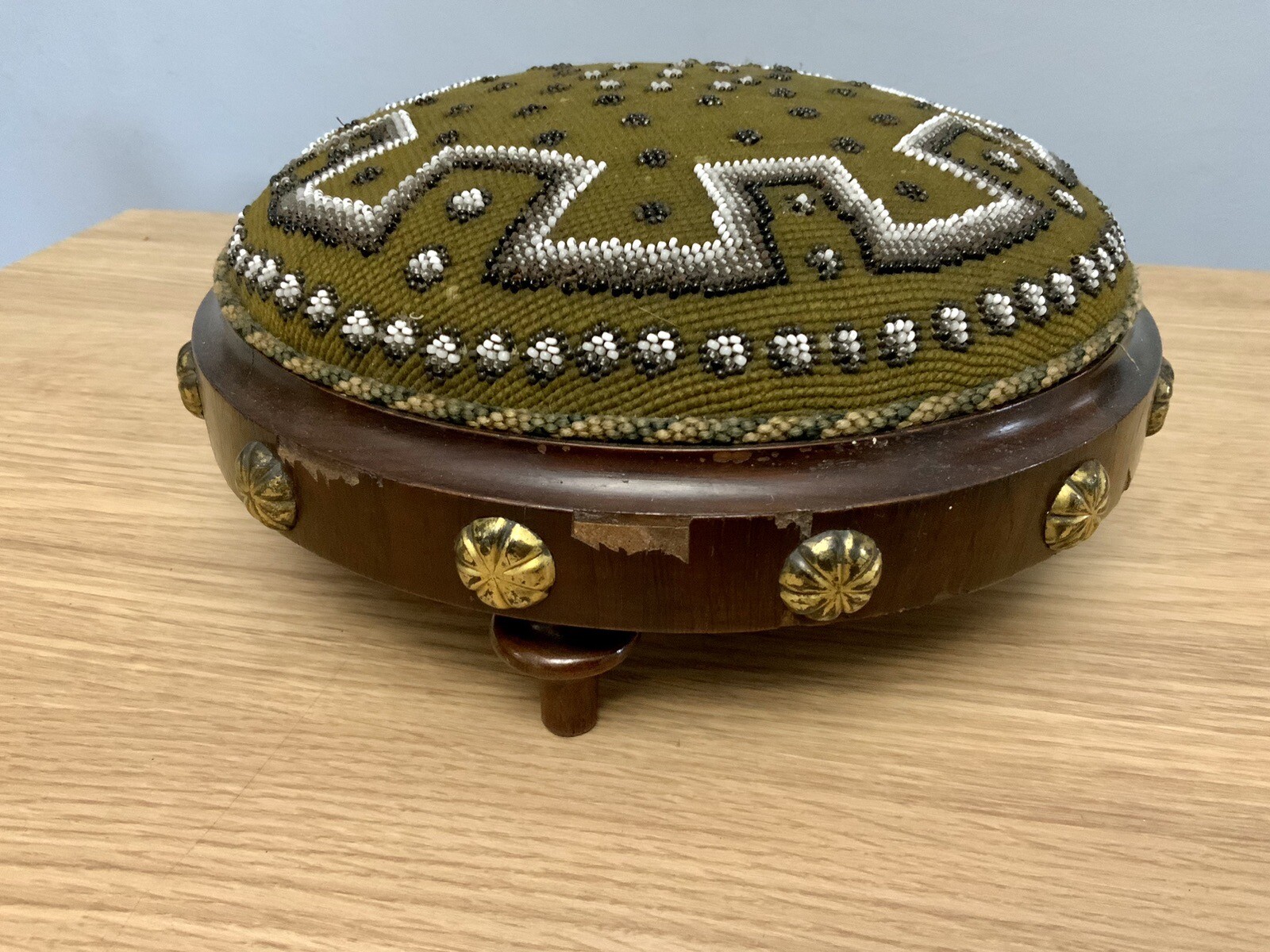 Vintage Beaded Foot Stool eBay