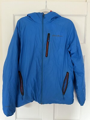 Vtg Eddie Bauer Full Zip Goose Down Insulated Puffer Jacket Blue