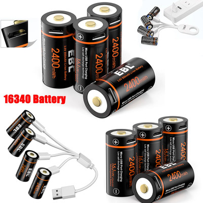 EBL 16340 CR123A USB Rechargeable Li-ion Battery 3V 3Volt For Arlo Camera Lot