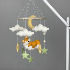 Fox baby mobile girl Nursery mobile crib Felt animal woodland Gift for baby girl