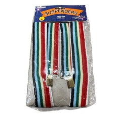 Vtg Rubies Striped Multicolor Rainbow Costume Suspenders