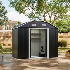 Image of Extra Large Metal Log Store 7.5X4FT  Garden Storage Shed Shelter W/ Shelves Rack