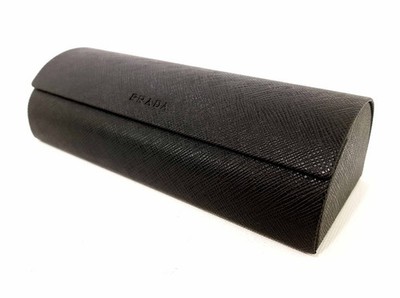 Prada Etui für Sonnenbrillen und Brillen Brillenetui Schwarz Vegan Leder +Tuch L