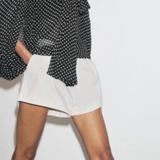 Zara Pleated Shorts ZW Collection White NWOT S