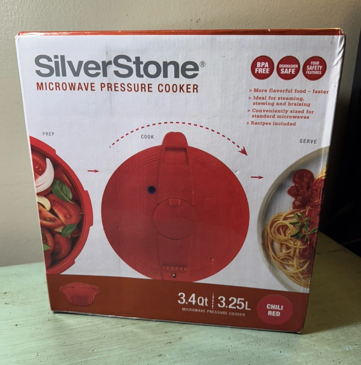 SilverStone MICROWAVE PRESSURE COOKER - NIB NEW 3.25L Red ($120 Retail)