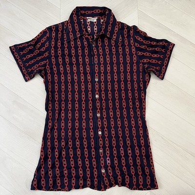 CELINE PARIS - Vintage Chain Printed Short Sleeve Shirt 1970s - 80s RARE