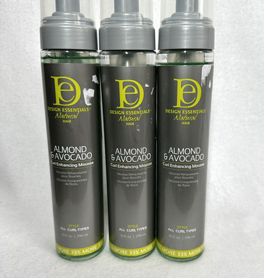 3 DE Design Essentials Almond & Avocado Curl Enhancing Mousse 10 Fl Oz New