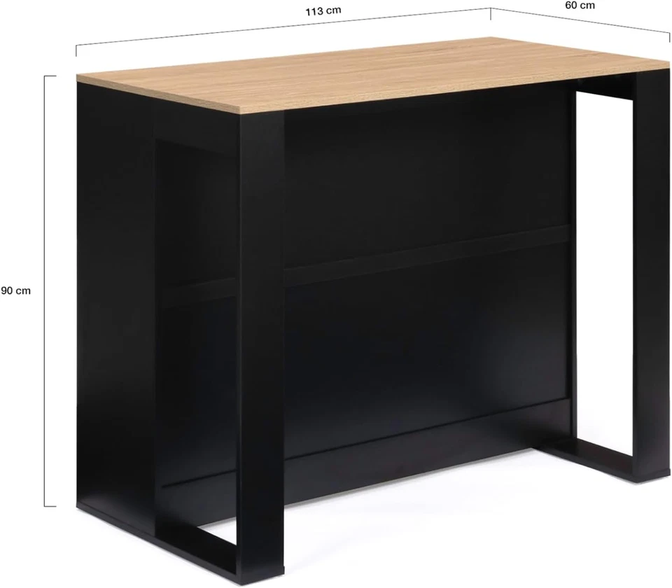 - Tavolo Da Bar Isola Juno Legno Nero E Vassoio in Legno Faggio - Immagine 3 di 4